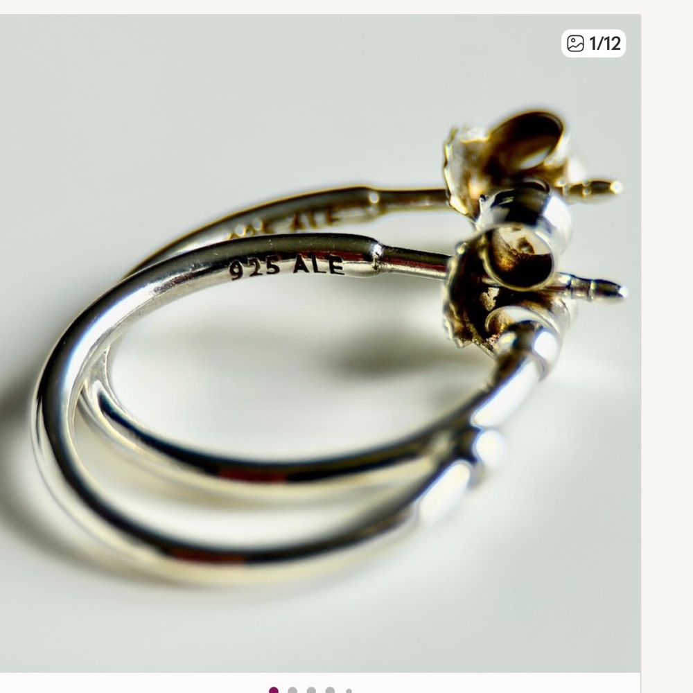 Pandora Compose Small Smooth Silver Hoop Earrings 290654 925 ALE‎ Retired